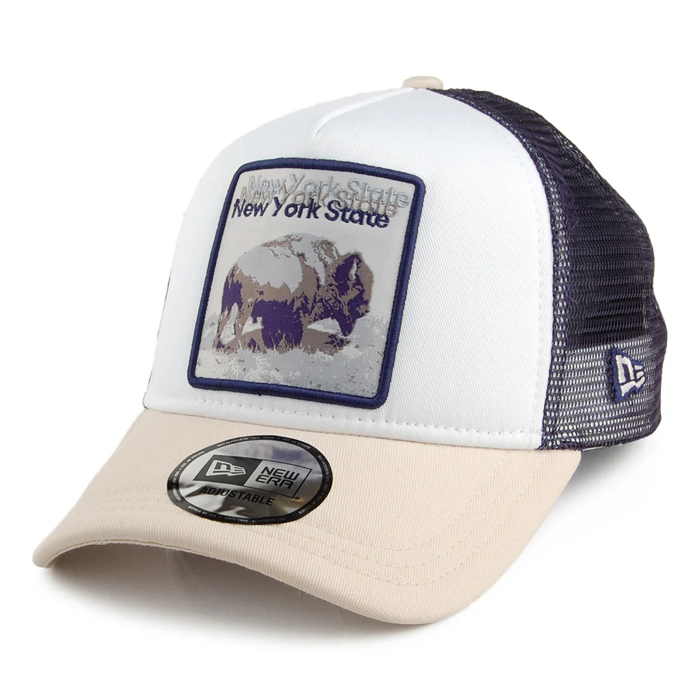 New Era Buffalo State Patch Trucker Cap - Weiß-Steinfarben