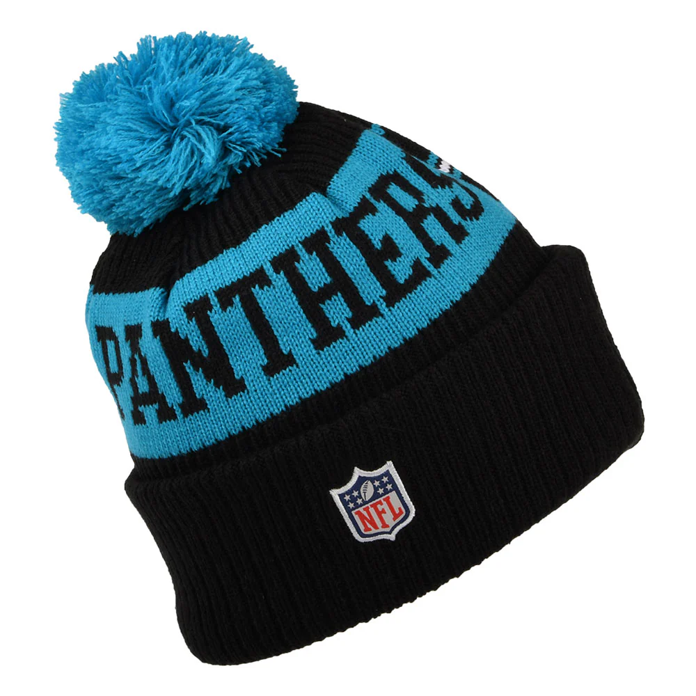 New Era Carolina Panthers Bommelmütze NFL On Field Sport Knit - Schwarz-Blau - Image 2