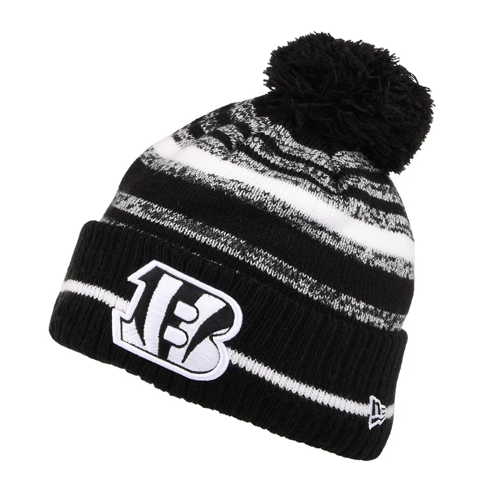 New Era Cincinnati Bengals Bommelmütze - NFL Sport Knit - Schwarz-Weiß