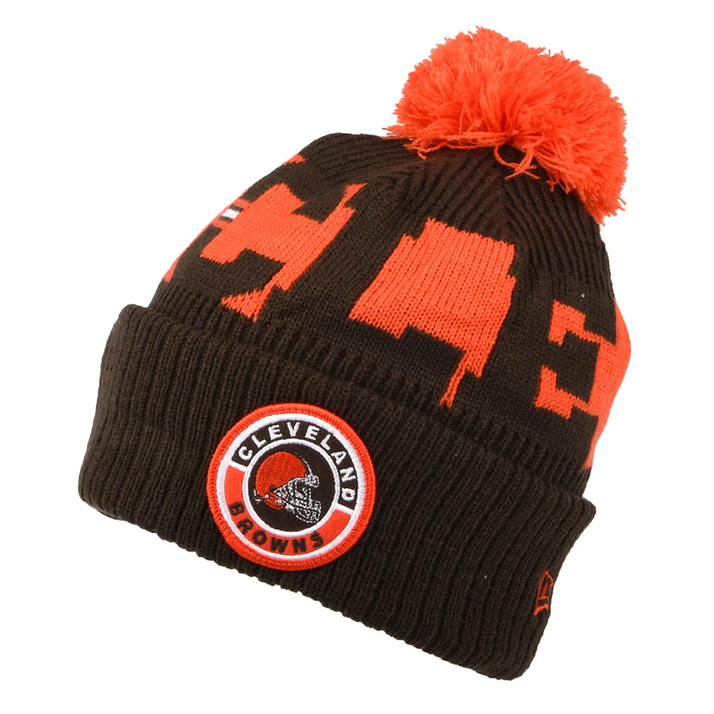 New Era Cleveland Browns Bommelmütze NFL On Field Sport Kni - Braun-Orange