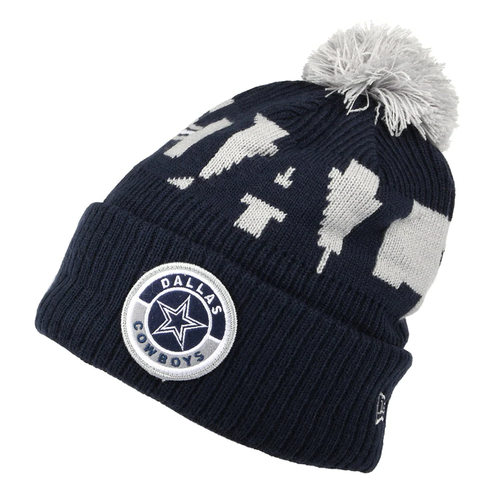 New Era Dallas Cowboys Bommelmütze NFL On Field Sport Knit - Blau-Grau
