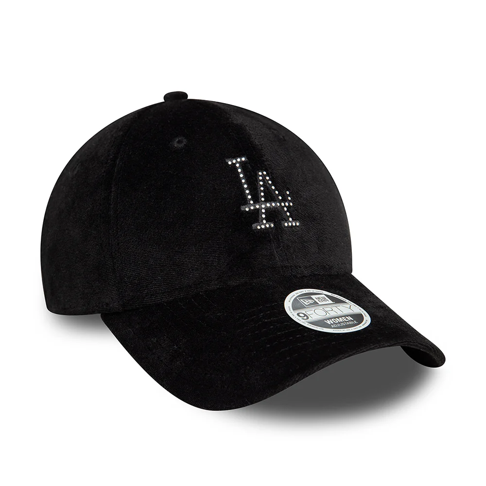 New Era Damen 9FORTY L.A. Dodgers Baseball Cap - MLB Diamante Velour - Schwarz - Image 3
