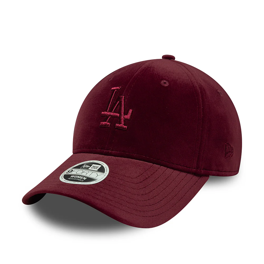 New Era Damen 9FORTY L.A. Dodgers Baseball Cap - MLB Velour Midi - Burgunderrot