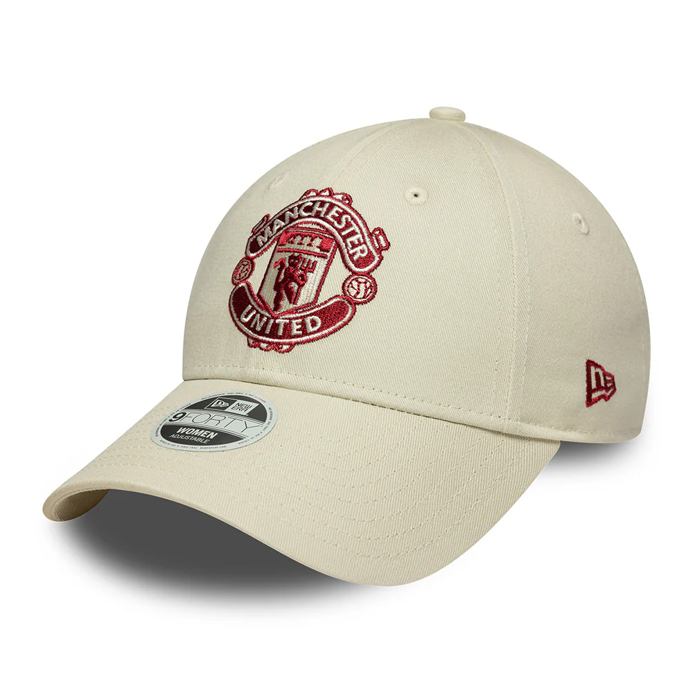 New Era Damen 9FORTY Manchester United FC Baseball Cap - Seasonal - Elfenbein-Rot