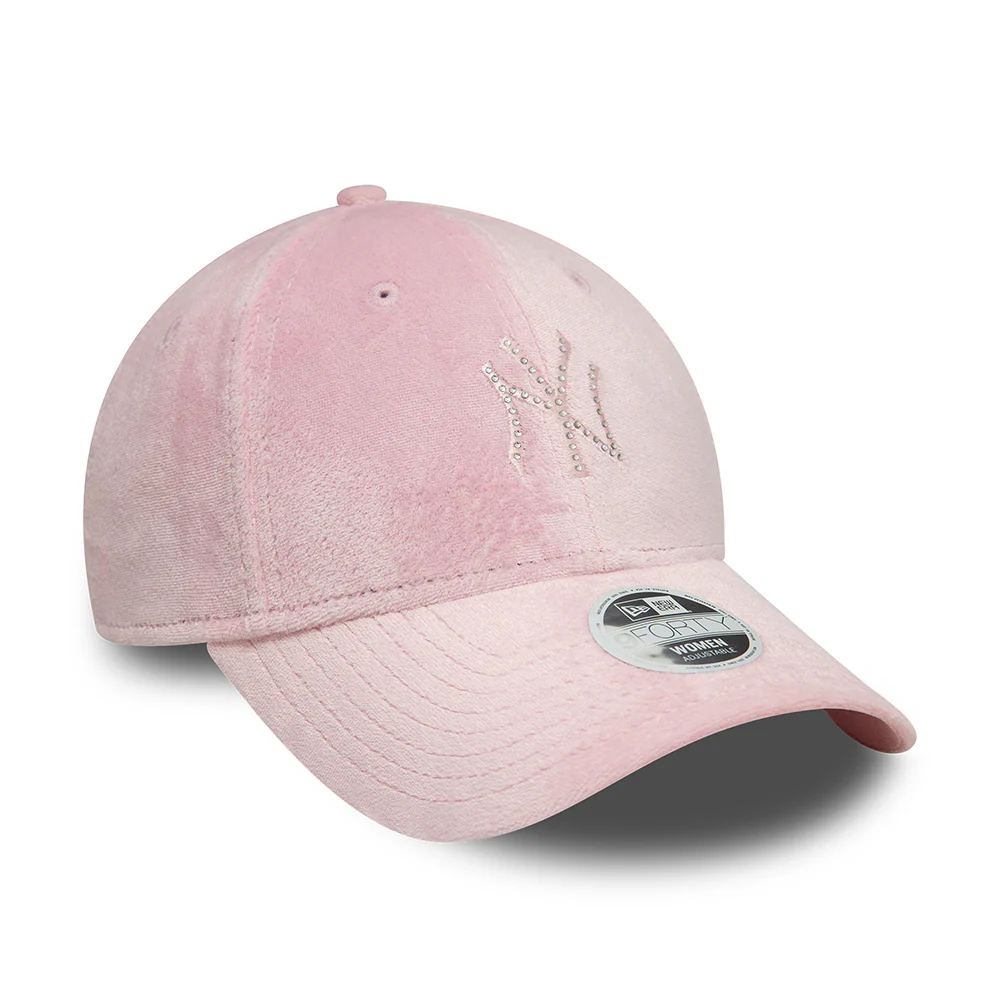 New Era Damen 9FORTY New York Yankees Baseball Cap - MLB Diamante Velour - Rosa - Image 3