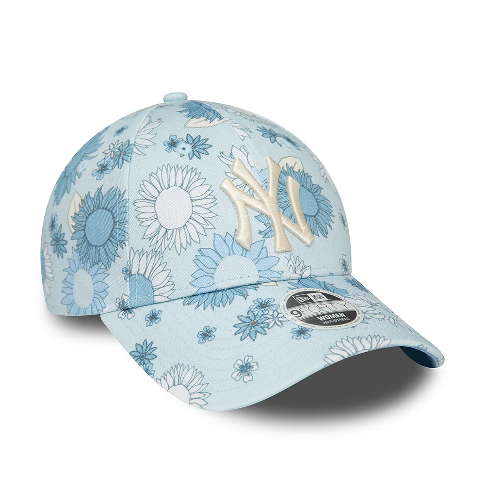 New Era Damen 9FORTY New York Yankees Baseball Cap - MLB Floral AOP - Hellblau - Image 3