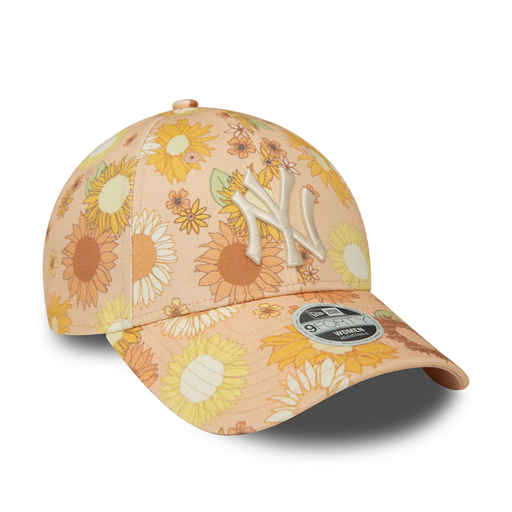New Era Damen 9FORTY New York Yankees Baseball Cap - MLB Floral AOP - Pfirsich - Image 3