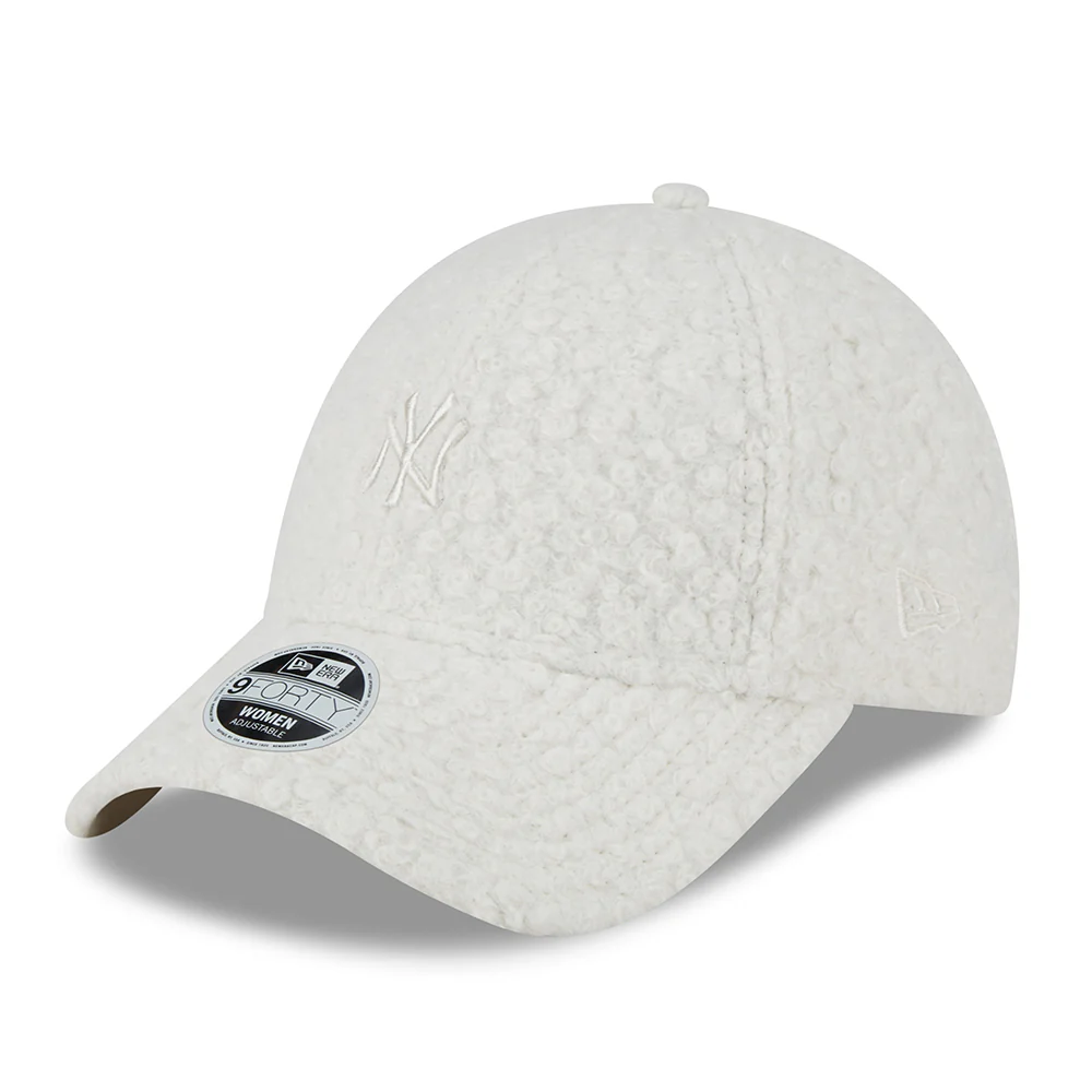 New Era Damen 9FORTY New York Yankees Baseball Cap - MLB Hypertexture - Cremeweiß