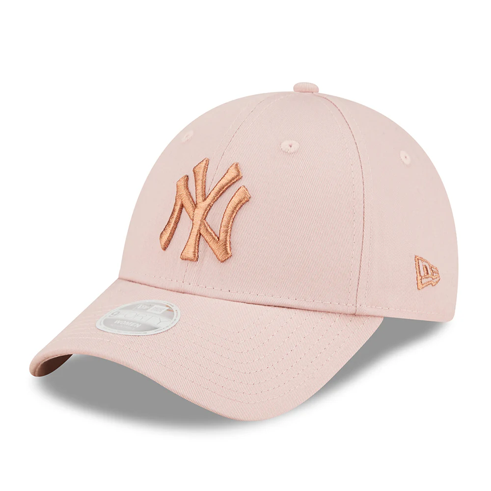 New Era Damen 9FORTY New York Yankees Baseball Cap - MLB Metallic Logo - Rosa-Rosegold
