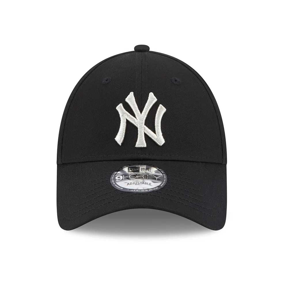 New Era Damen 9FORTY New York Yankees Baseball Cap - MLB Metallic Logo - Schwarz-Silber - Image 2