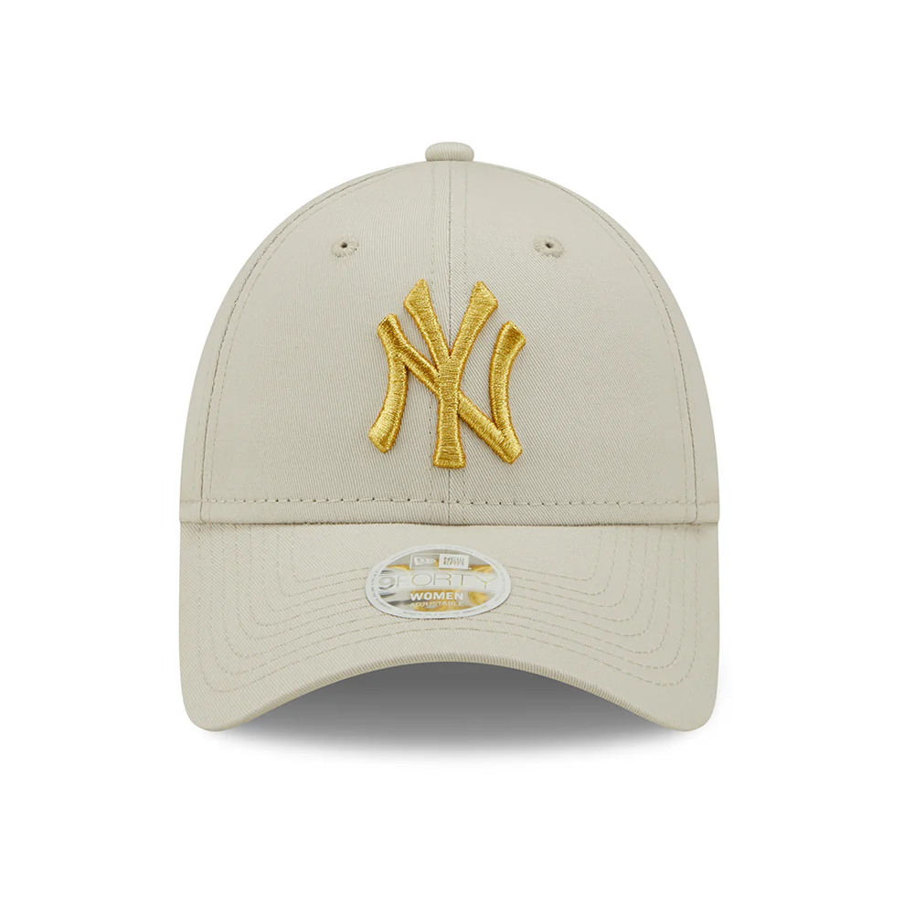 New Era Damen 9FORTY New York Yankees Baseball Cap - MLB Metallic Logo - Steinfarben-Gold - Image 2