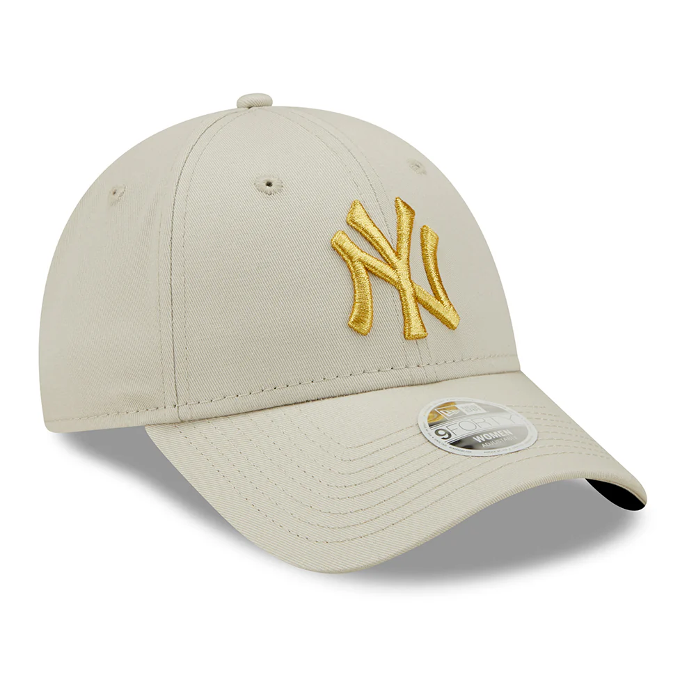 New Era Damen 9FORTY New York Yankees Baseball Cap - MLB Metallic Logo - Steinfarben-Gold - Image 3