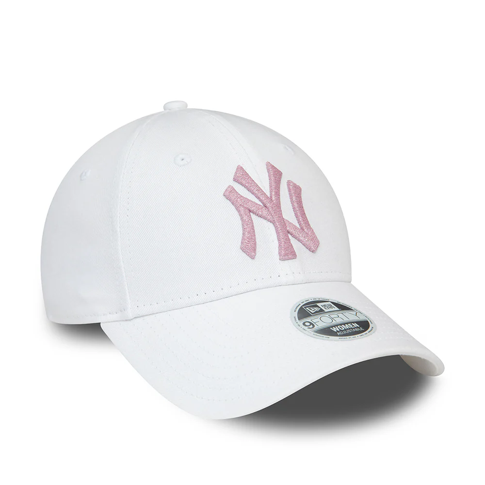 New Era Damen 9FORTY New York Yankees Baseball Cap - MLB Metallic Logo - Weiß-Pink - Image 2