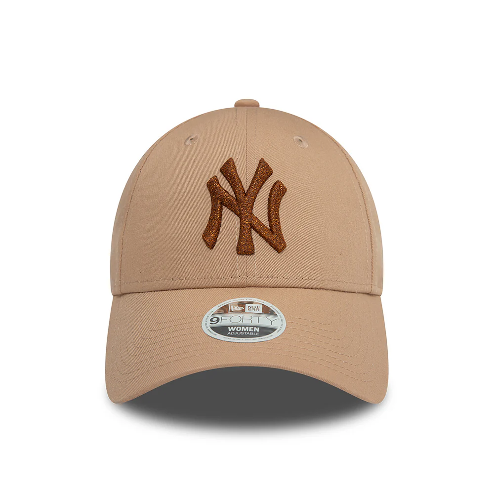 New Era Damen 9FORTY New York Yankees Baseball Cap - MLB Metallic - Taupe - Image 2