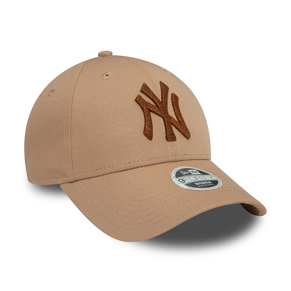 New Era Damen 9FORTY New York Yankees Baseball Cap - MLB Metallic - Taupe - Image 3