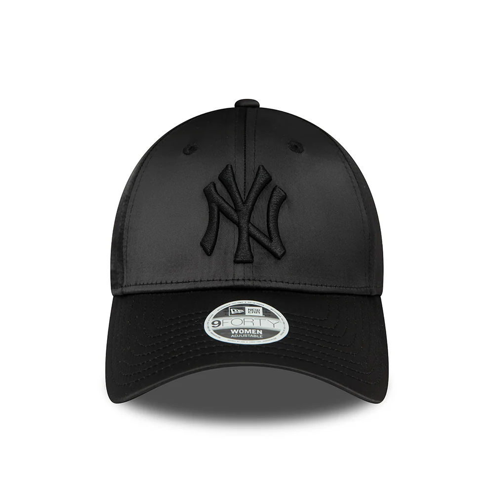 New Era Damen 9FORTY New York Yankees Baseball Cap - MLB Satin - Schwarz auf Schwarz - Image 2