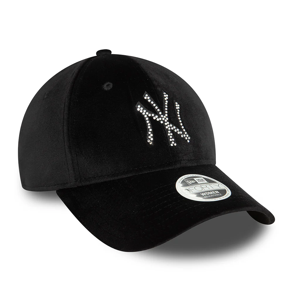 New Era Damen 9FORTY New York Yankees Baseball Cap - MLB Velour Diamante - Schwarz - Image 3