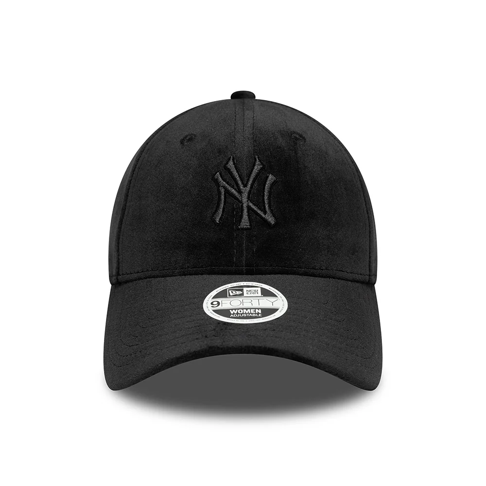 New Era Damen 9FORTY New York Yankees Baseball Cap - MLB Velour Midi - Schwarz auf Schwarz - Image 2