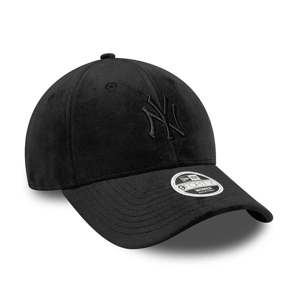 New Era Damen 9FORTY New York Yankees Baseball Cap - MLB Velour Midi - Schwarz auf Schwarz - Image 3