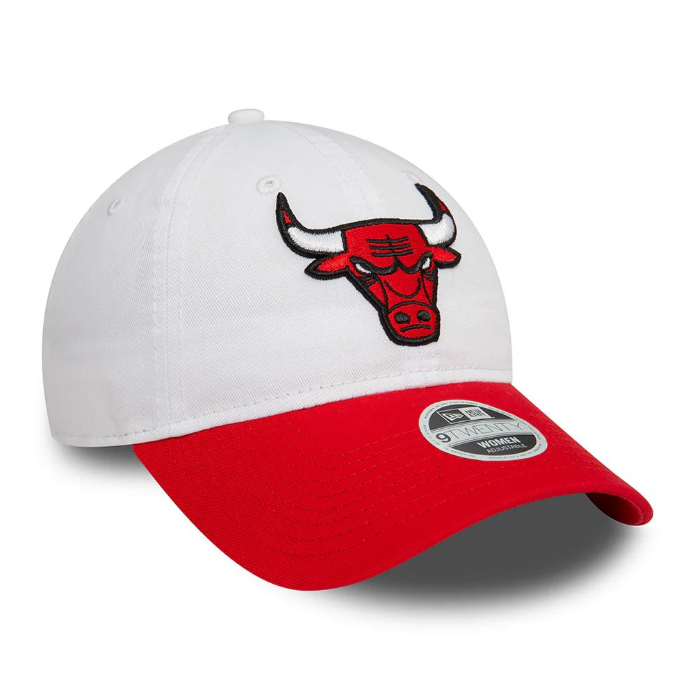 New Era Damen 9TWENTY Chicago Bulls Baseball Cap - NBA White Crown - Weiß-Rot - Image 3
