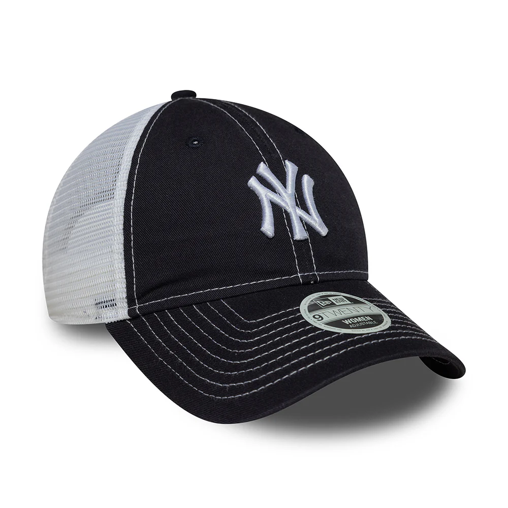 New Era Damen 9TWENTY New York Yankees Trucker Cap - MLB Washed - Marineblau-Weiß - Image 3