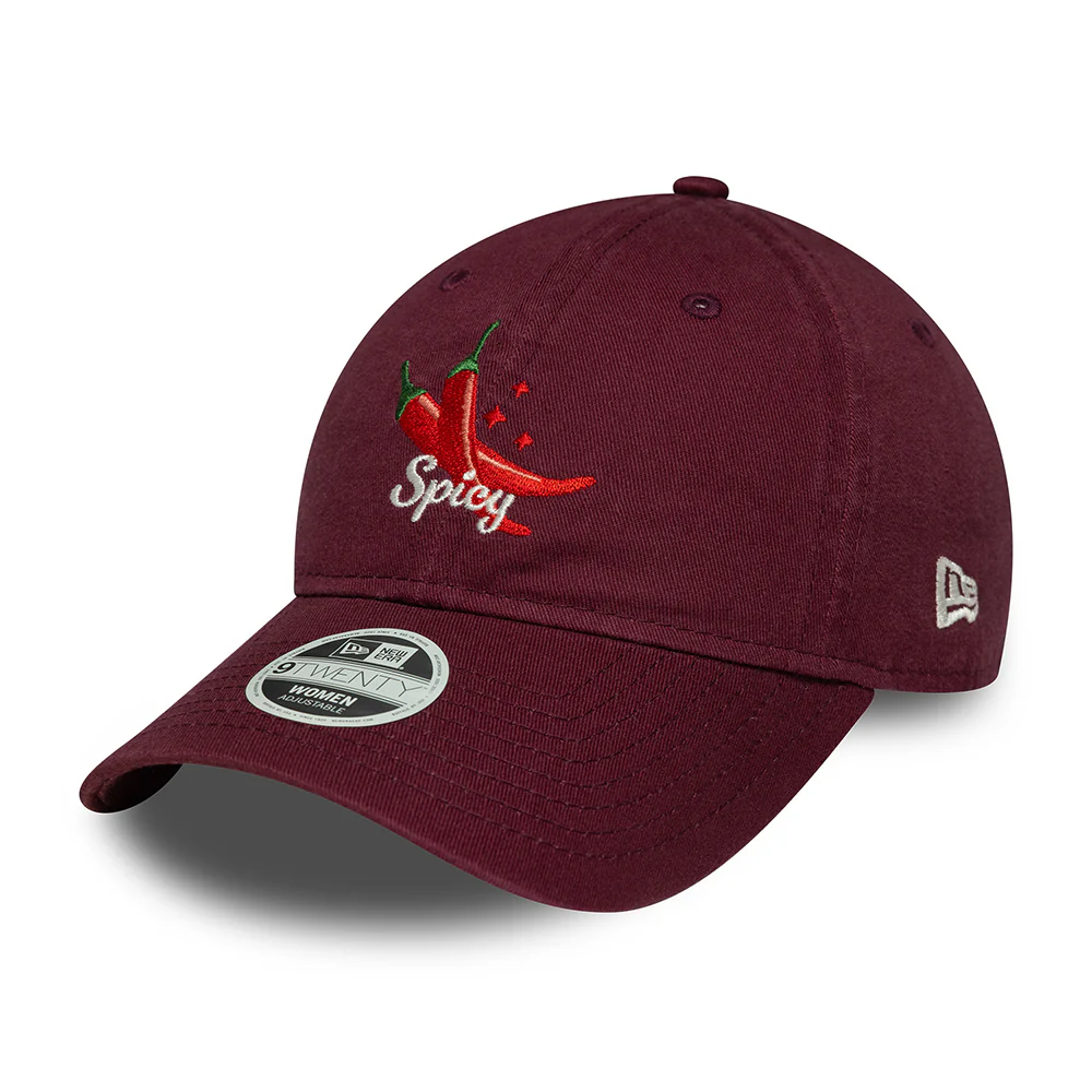 New Era Damen 9TWENTY Spicy Baseball Cap - NE Phrase - Burgunderrot