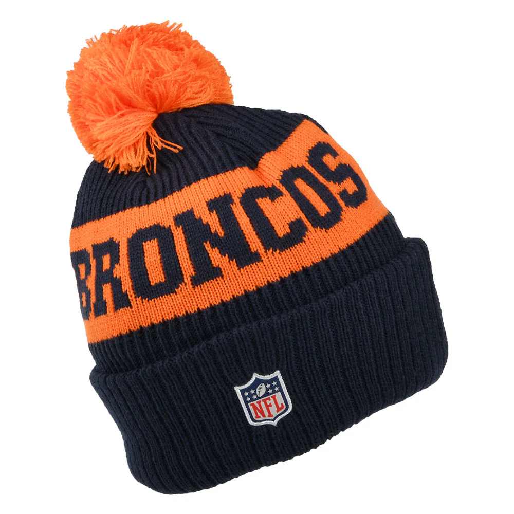 New Era Denver Broncos Bommelmütze NFL On Field Sport Knit - Marineblau-Orange - Image 2