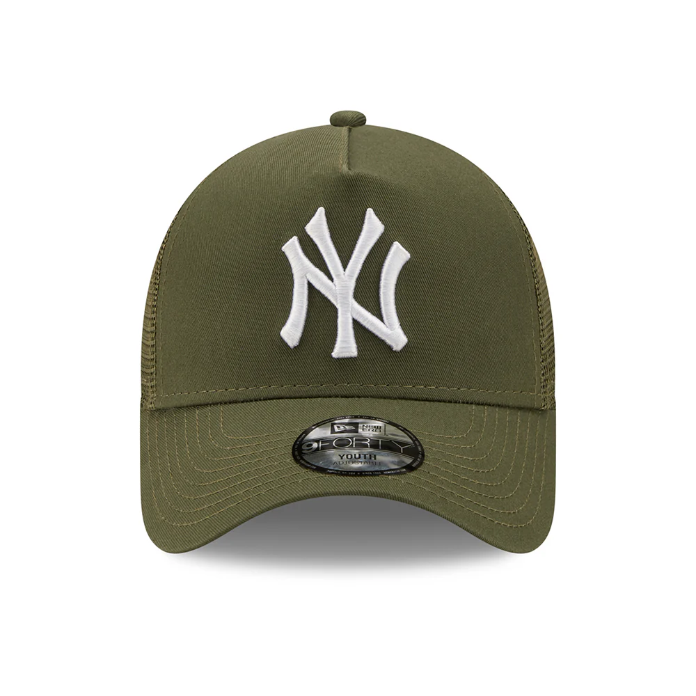 New Era Kinder 9FORTY A-Frame New York Yankees Trucker Cap - MLB Tonal Mesh - Olivgrün - Image 2