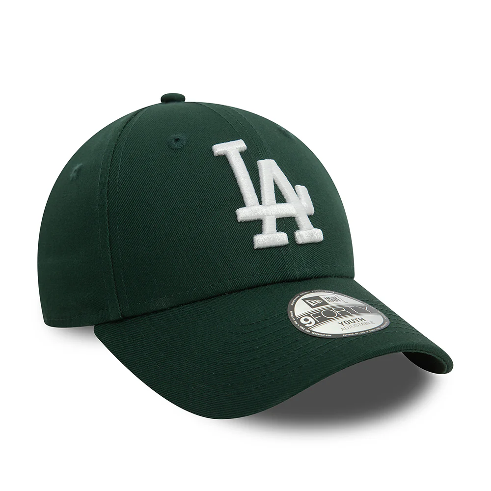 New Era Kinder 9FORTY L.A. Dodgers Baseball Cap - MLB League Essential II - Dunkelgrün-Weiß - Image 3