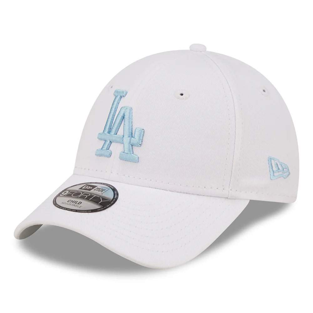 New Era Kinder 9FORTY L.A. Dodgers Baseball Cap - MLB League Essential II - Weiß-Hellblau