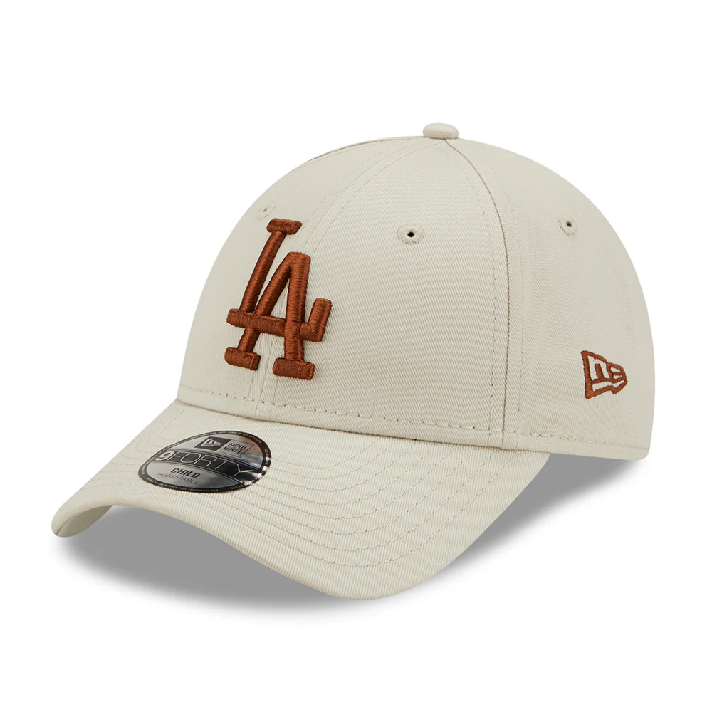 New Era Kinder 9FORTY L.A. Dodgers Baseball Cap - MLB League Essential II - Steingrau-Karamell