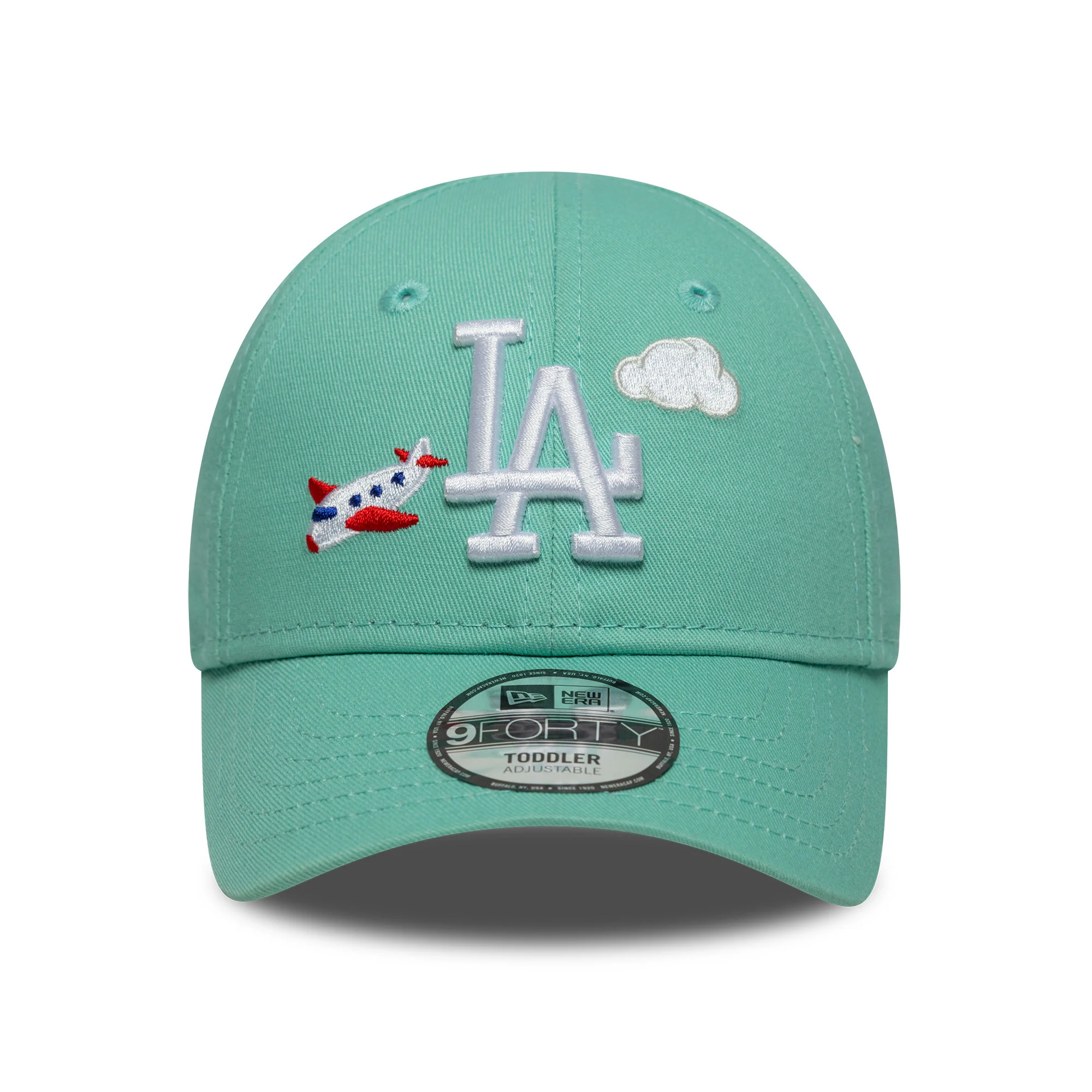 New Era Kinder 9FORTY L.A. Dodgers Baseball Cap - MLB Plane Icon - Aquamarinblau - Image 2