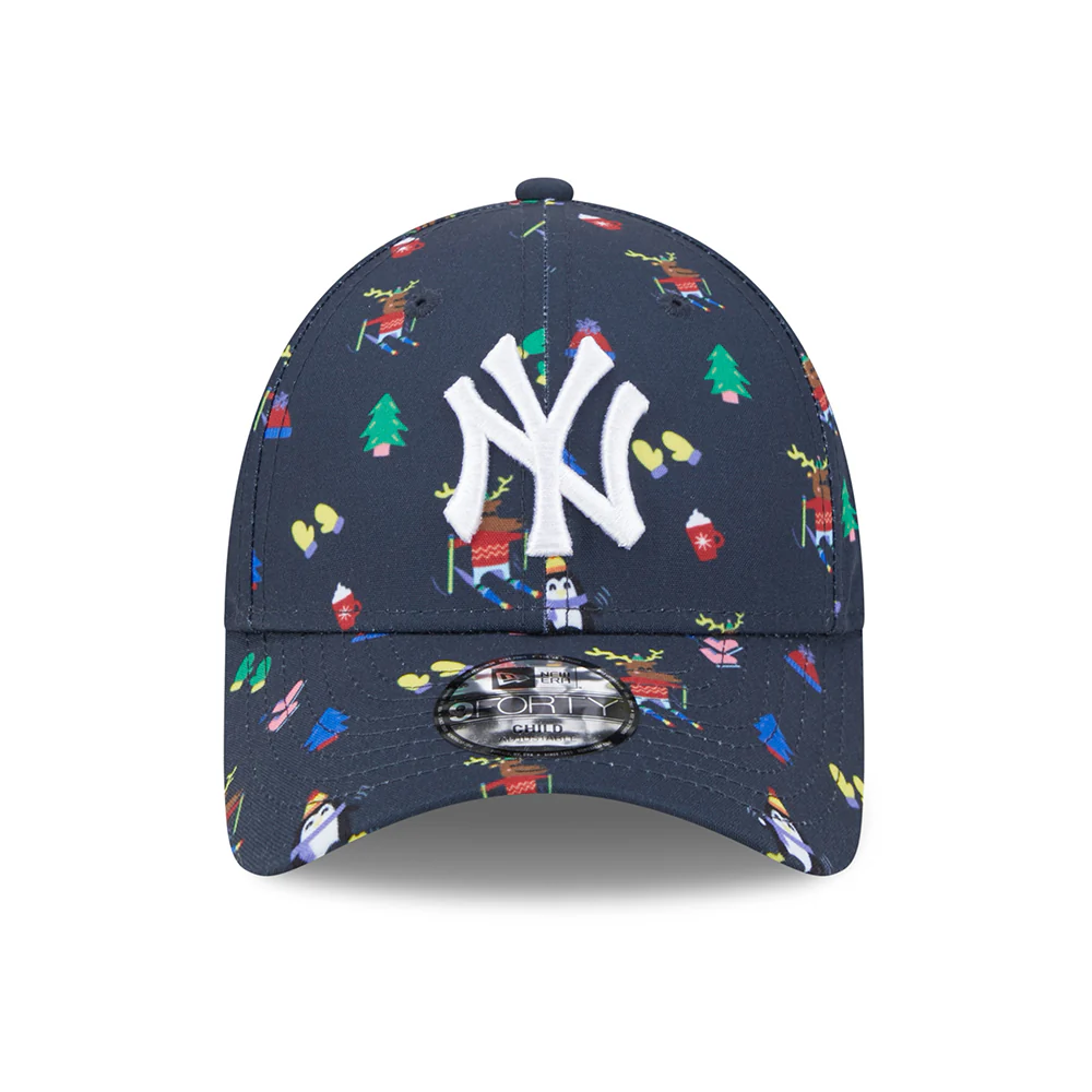 New Era Kinder 9FORTY New York Yankees Baseball Cap - MLB Festive AOP - Marineblau-Weiß - Image 2