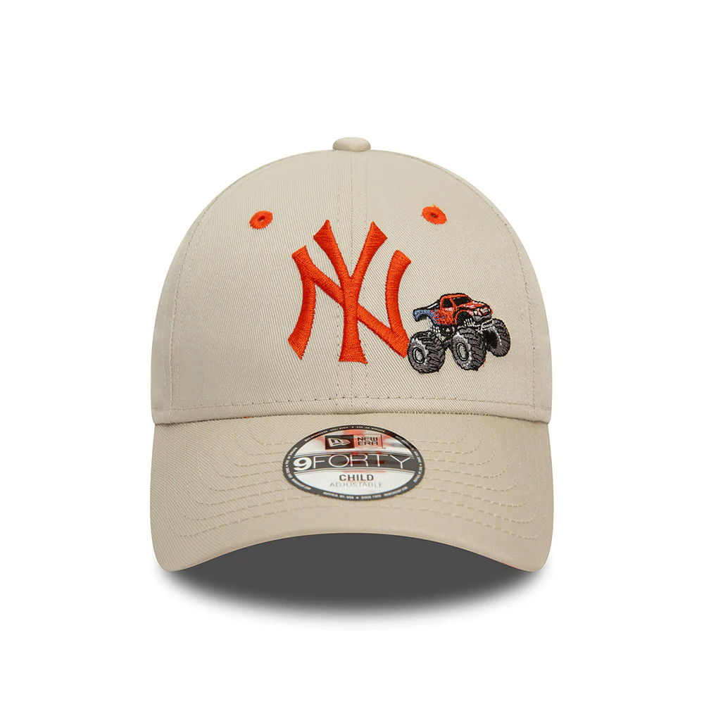 New Era Kinder 9FORTY New York Yankees Baseball Cap - MLB Graphic - Steingrau-Orange - Image 2