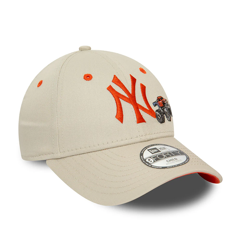 New Era Kinder 9FORTY New York Yankees Baseball Cap - MLB Graphic - Steingrau-Orange - Image 3