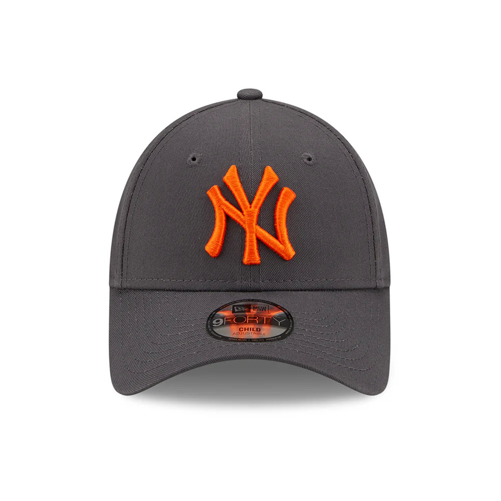 New Era Kinder 9FORTY New York Yankees Baseball Cap - MLB League Essential - Graphitgrau-Orange - Image 2
