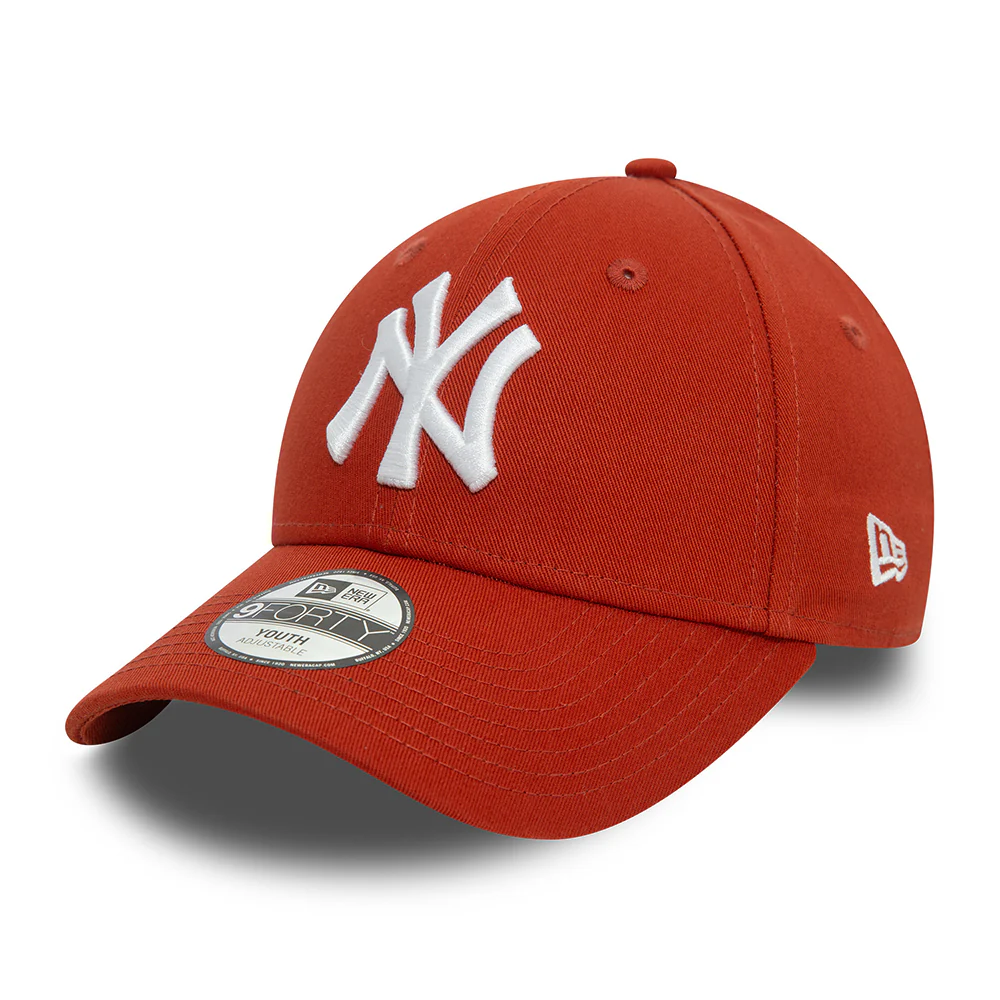 New Era Kinder 9FORTY New York Yankees Baseball Cap - MLB League Essential - Rostrot-Weiß