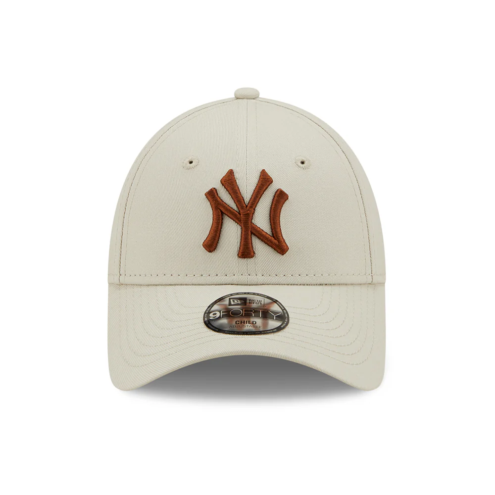 New Era Kinder 9FORTY New York Yankees Baseball Cap - MLB League Essential - Steingrau-Karamell - Image 2