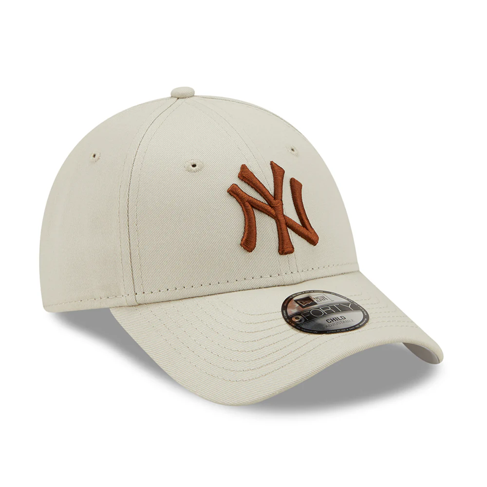 New Era Kinder 9FORTY New York Yankees Baseball Cap - MLB League Essential - Steingrau-Karamell - Image 3