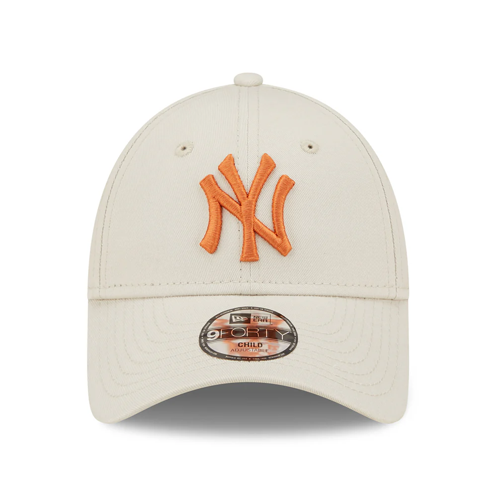 New Era Kinder 9FORTY New York Yankees Baseball Cap - MLB League Essential - Steingrau-Verbranntes Orange - Image 2