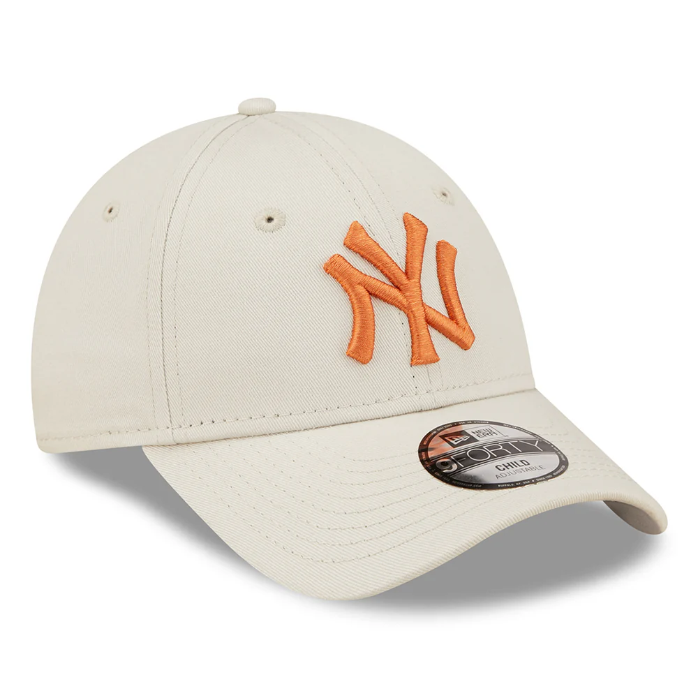 New Era Kinder 9FORTY New York Yankees Baseball Cap - MLB League Essential - Steingrau-Verbranntes Orange - Image 3