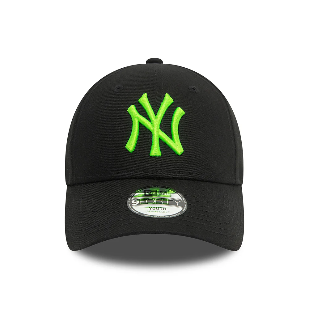 New Era Kinder 9FORTY New York Yankees Baseball Cap - MLB Neon - Schwarz-Neongrün - Image 2