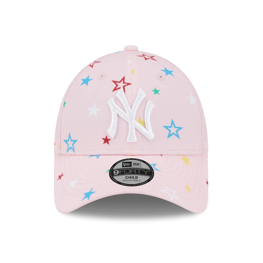 New Era Kinder 9FORTY New York Yankees Baseball Cap - MLB Star AOP - Pink-Weiß - Image 2