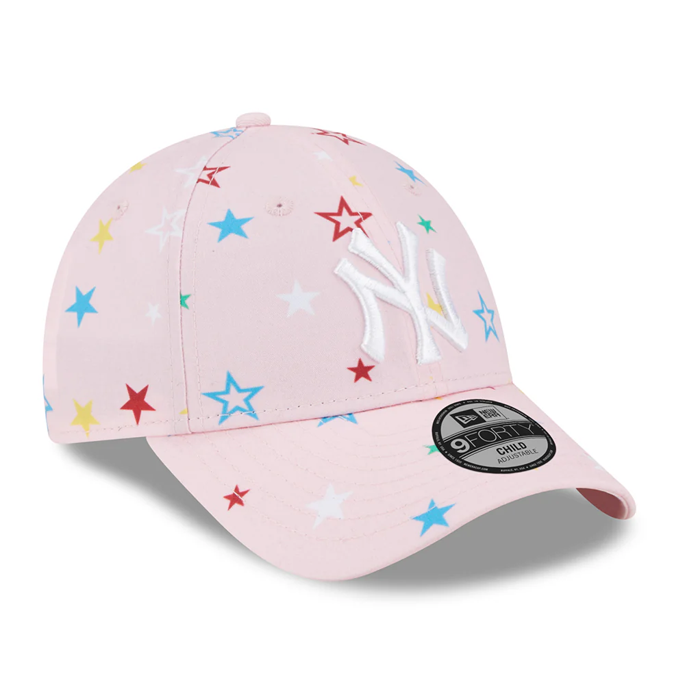 New Era Kinder 9FORTY New York Yankees Baseball Cap - MLB Star AOP - Pink-Weiß - Image 3