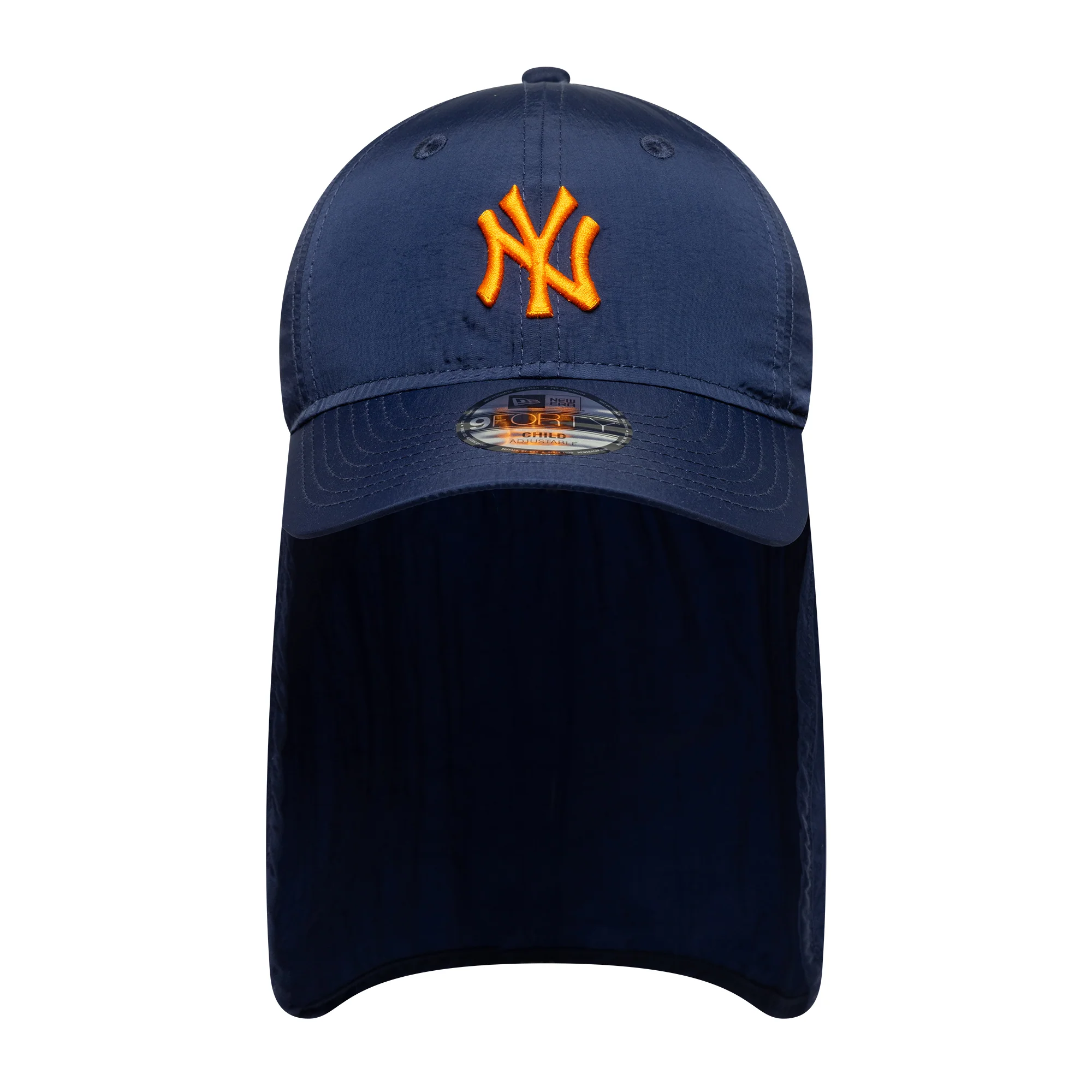 New Era Kinder 9FORTY New York Yankees Cap mit Ohrenklappen - MLB Sun Shield - Marineblau-Orange - Image 2