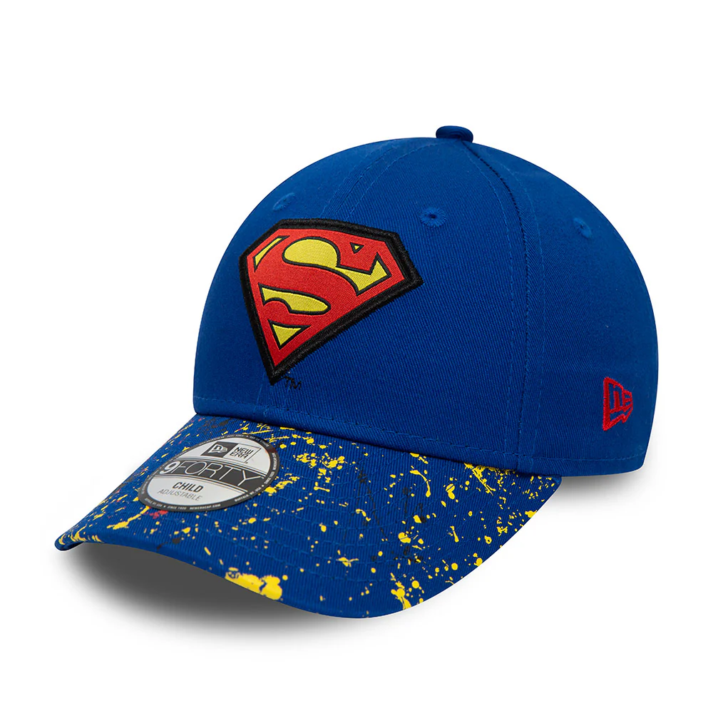 New Era Kinder 9FORTY Superman Baseball Cap - Paint Splat - Königsblau