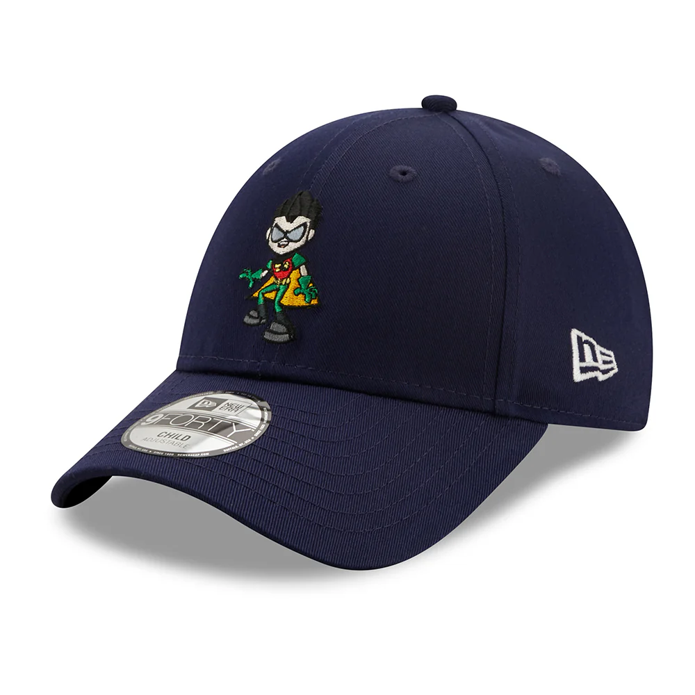 New Era Kinder 9FORTY Teen Titan Robin Baseball Cap - Titan Character - Marineblau