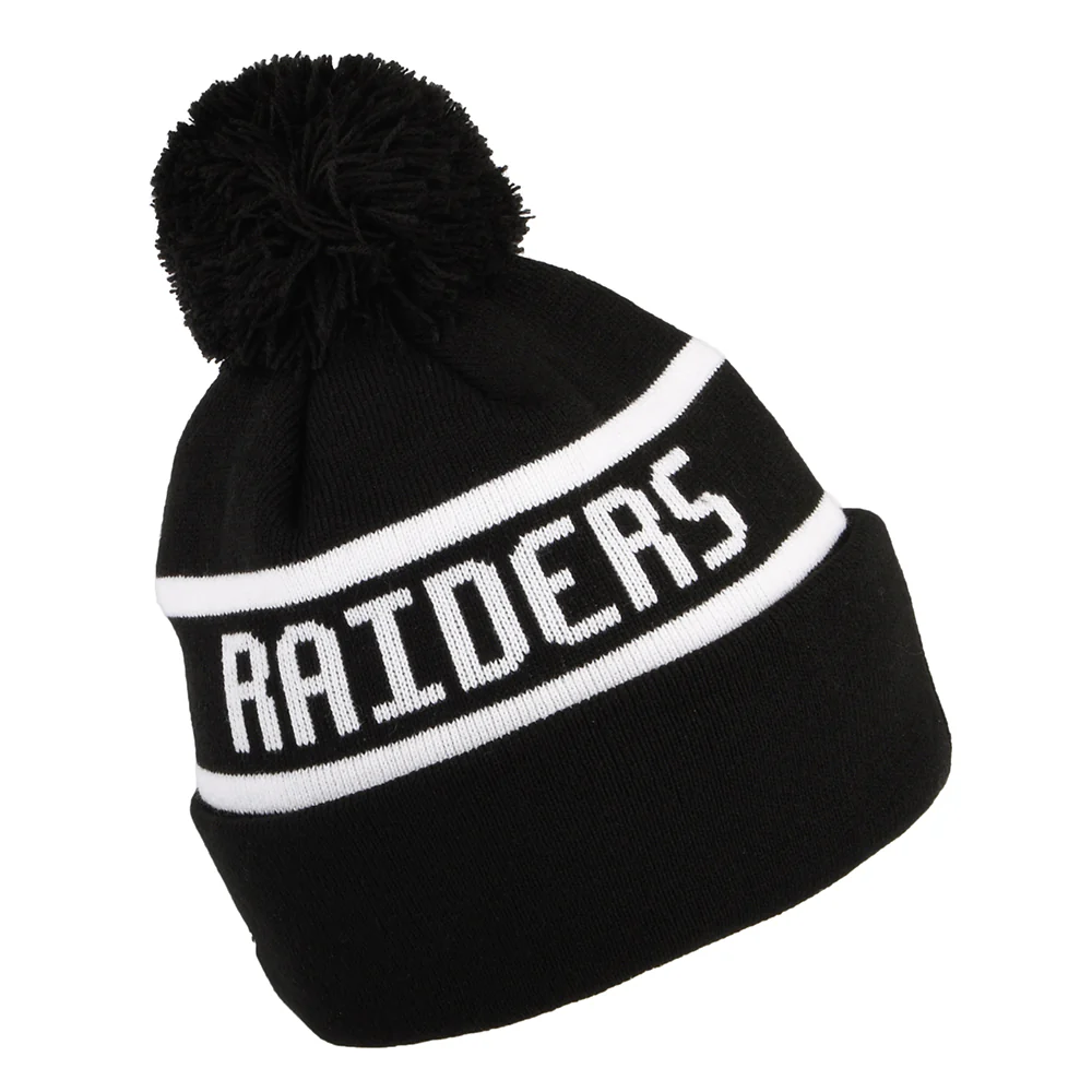 New Era Las Vegas Raiders Bommelmütze NFL Jake Cuff - Schwarz-Weiß - Image 2