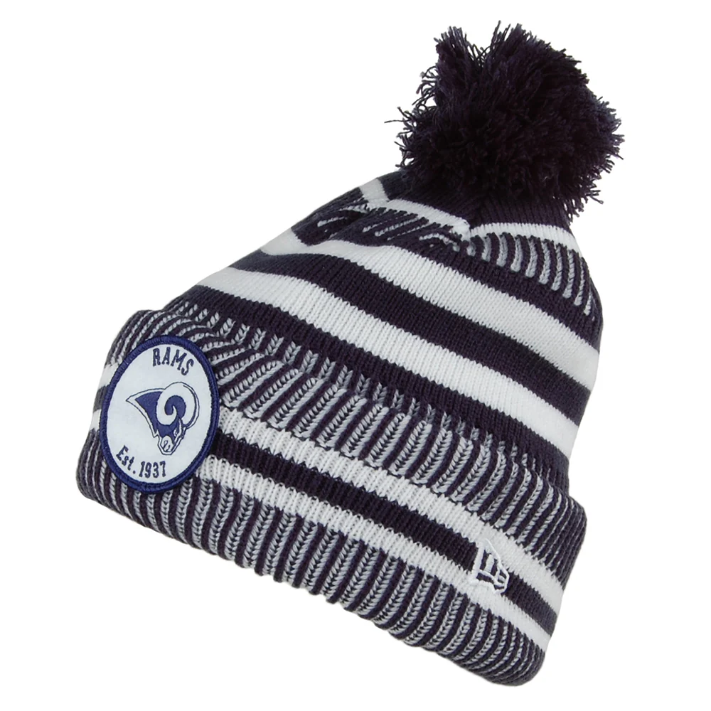 New Era Los Angeles Rams Bommelmütze - NFL On Field Knit - Marineblau-Weiß