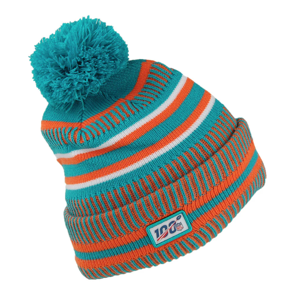New Era Miami Dolphins Bommelmütze - NFL On Field Knit - Petrol-Orange - Image 2